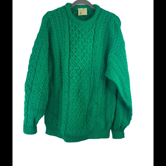 carraig donn Sweaters - Carraig Donn Green Pure New Wool Fisherman Sweater Size L